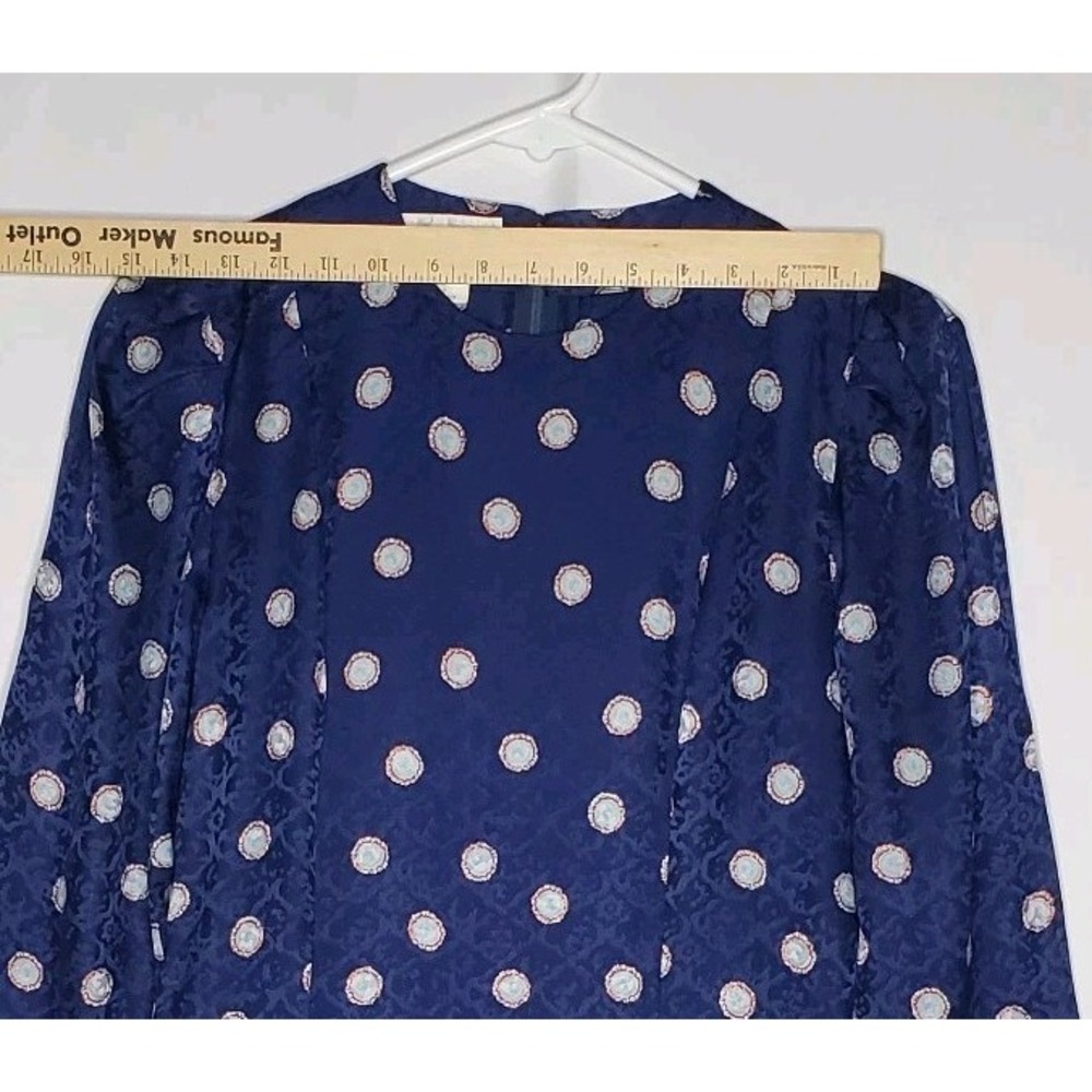 Maggie London Vtg Silk Dress 8 Satin Old Money Print Tiered Modest Derby Church - Picture 9 of 11